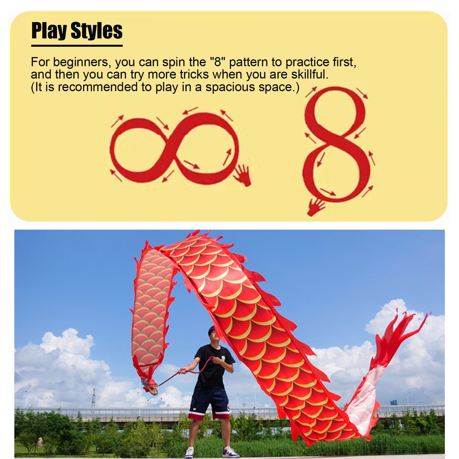 Amazon.com: Kunovo Dragon Poi Led Dance Dragon Poi with Lights